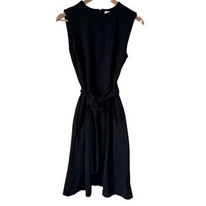 Aritzia Babaton Dirk Fit and Flare Dress Sleeveless Black Tie Waist Women's 6